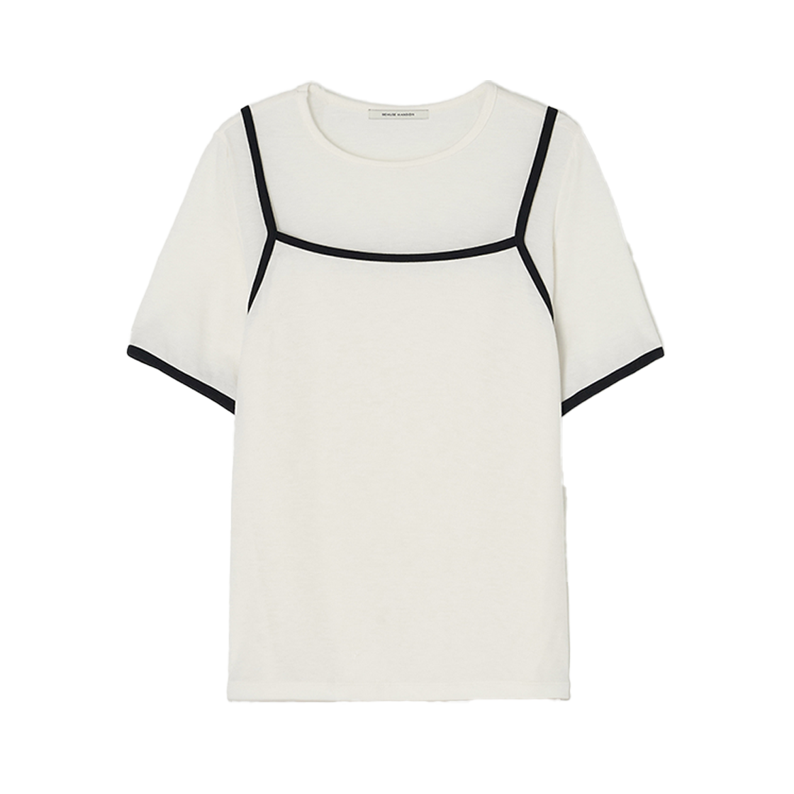 비뮤즈맨션 콤비네이션 레이어드 티 셔츠 세트 아이보리(BEMUSE MANSION Combination layered t shirt set Ivory)