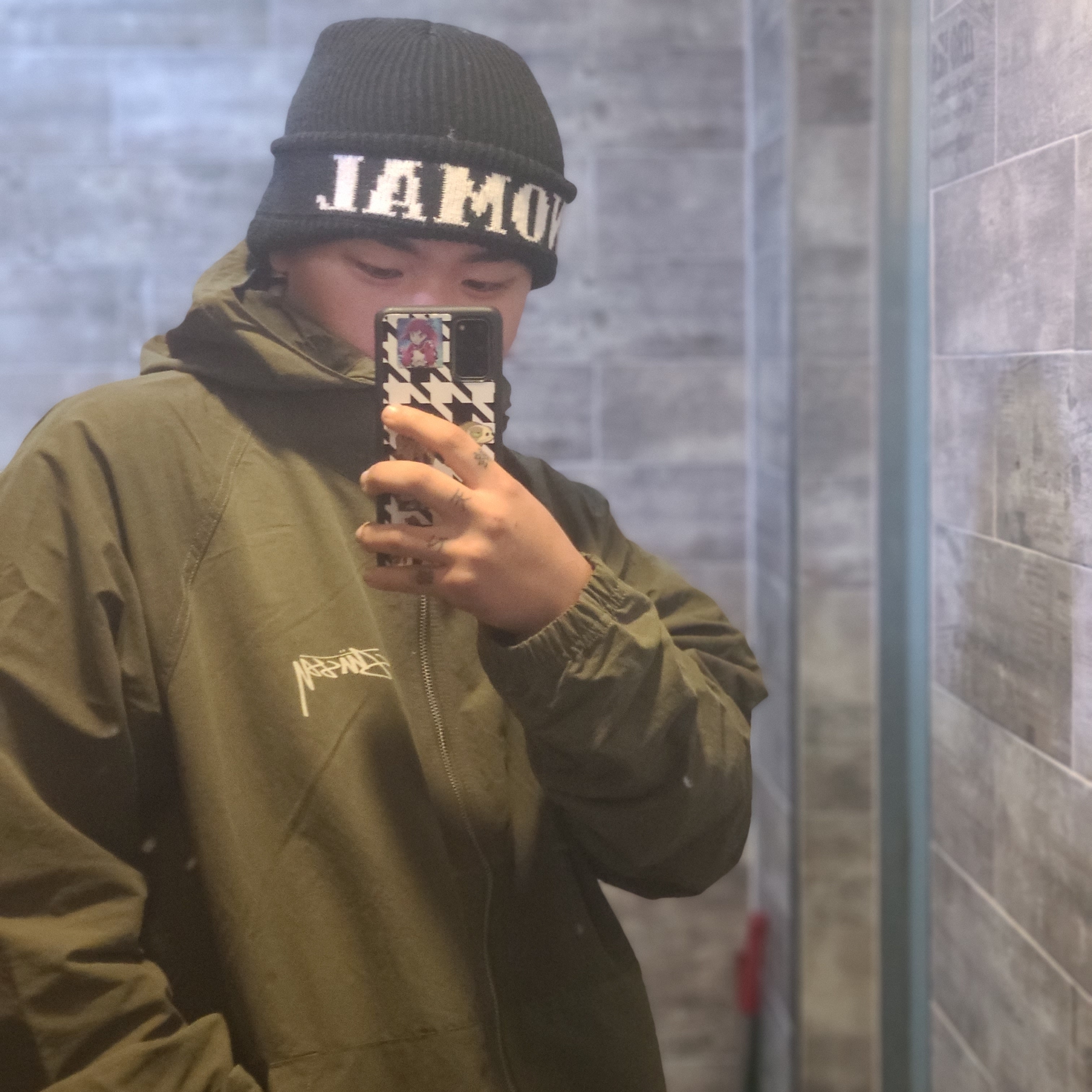 Stussy Wave Dye Beach Shell Jacket Forest Green 착용 스타일