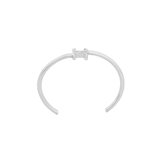 (W) Celine Triomphe Asymmetric Cuff in Brass with Rhodium Finish Silver