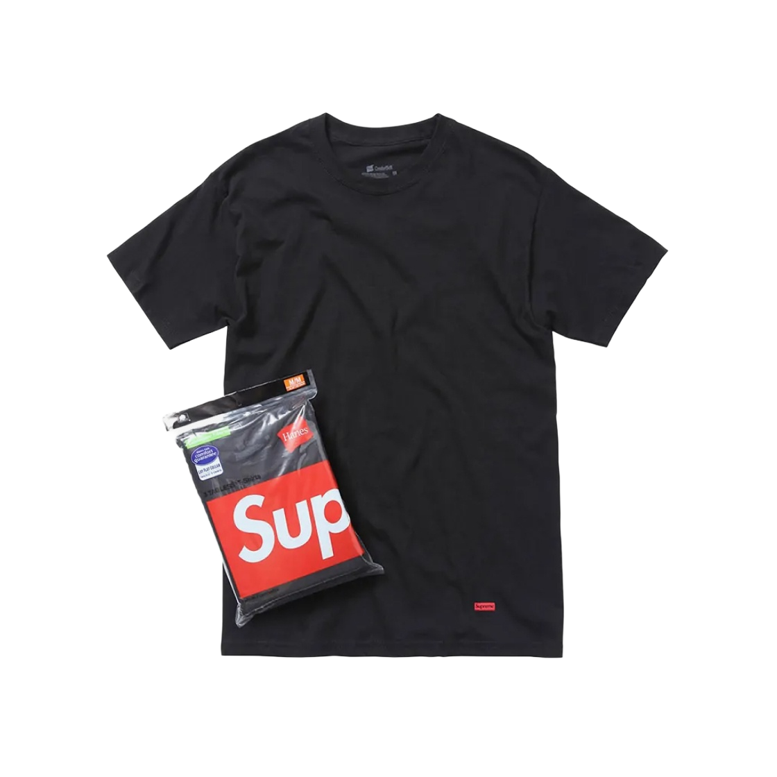 슈프림 헤인즈 태그리스 티셔츠 블랙 (3개입)(Supreme Hanes Tagless T-Shirts Black (3 Pack))