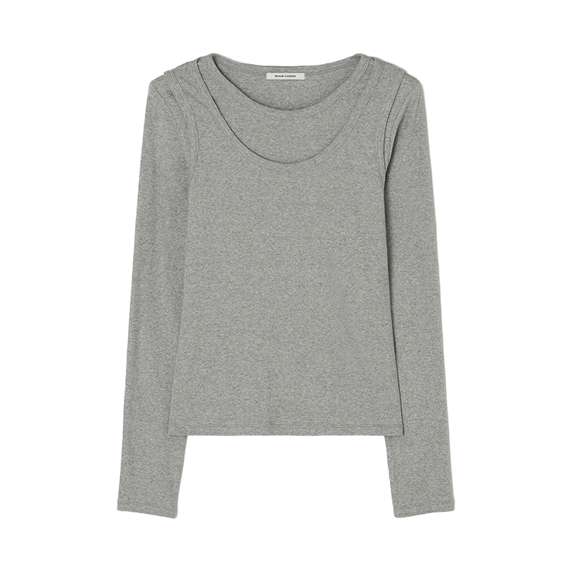 BE25SSTP003GY BEMUSE MANSION U-neck ribbed layered t shirt set Melange gray