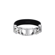 Dior CD Icon Leather Bracelet Black Calfskin Silver Finish Brass