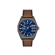 Diesel Dz2189 Scaper Quartz Three-Hand 44mm Blue Sunray Black Leather Brown