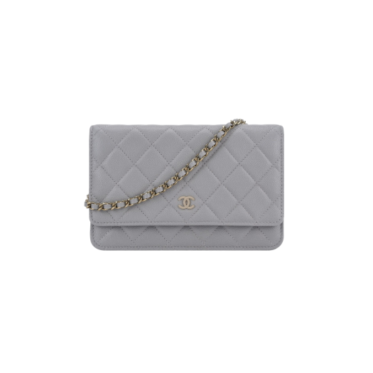 Chanel Classic Wallet On Chain Grained Calfskin & Gold Grey