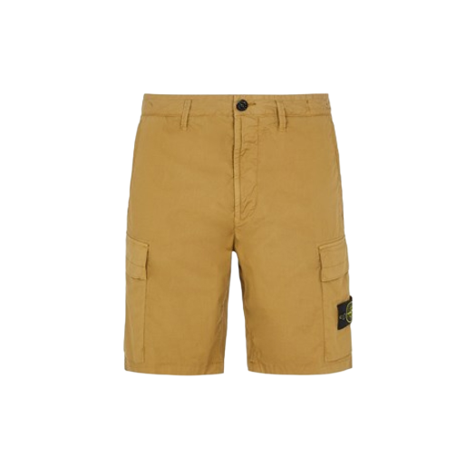 Stone Island L0803 Stretch Cotton Canvas Garment Dyed Cargo Bermuda Shorts Dark Beige - 23SS