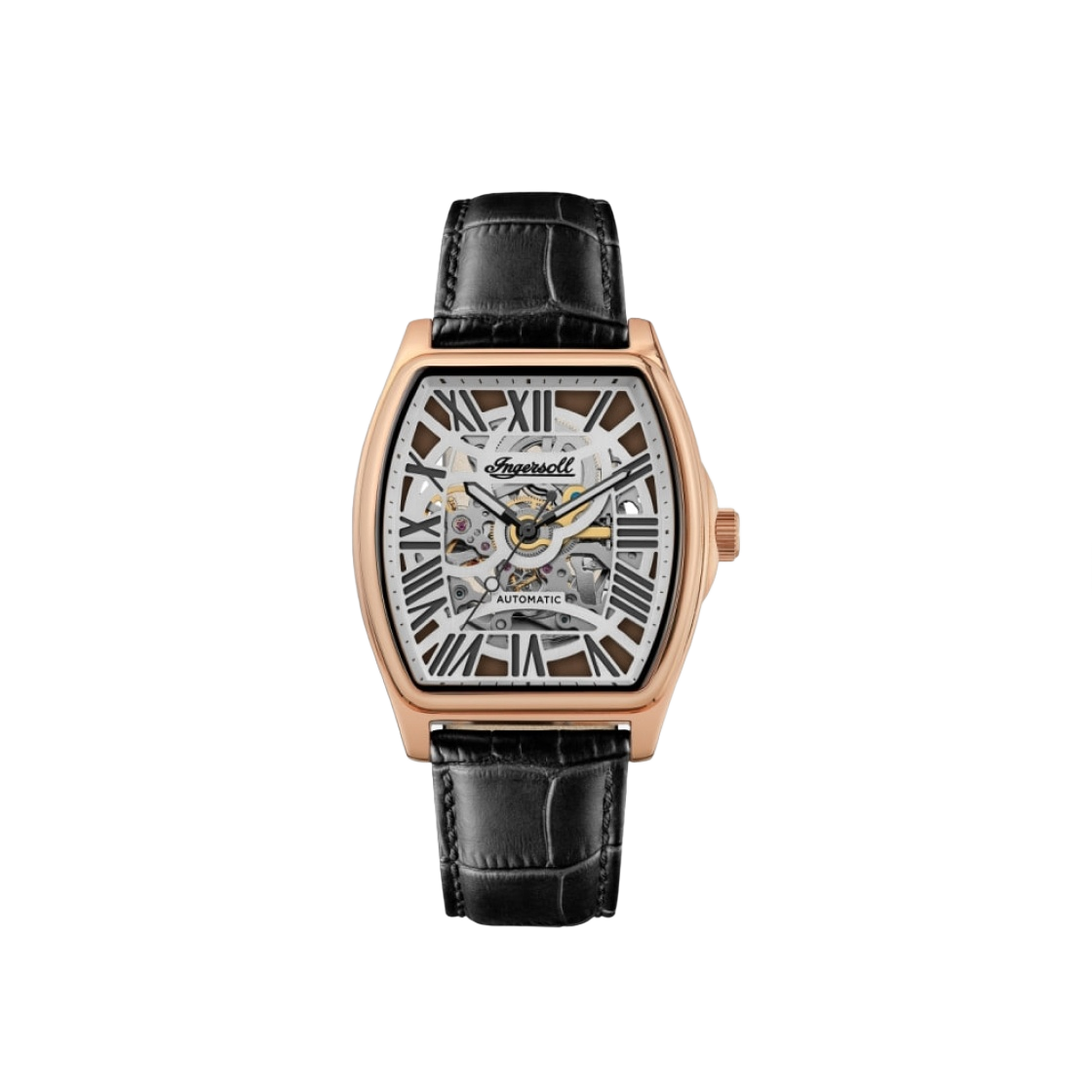 I14201 Ingersoll California Skeleton 39mm I14201 Stainless Steel Leather Rose Gold Cool Grey Black Dial