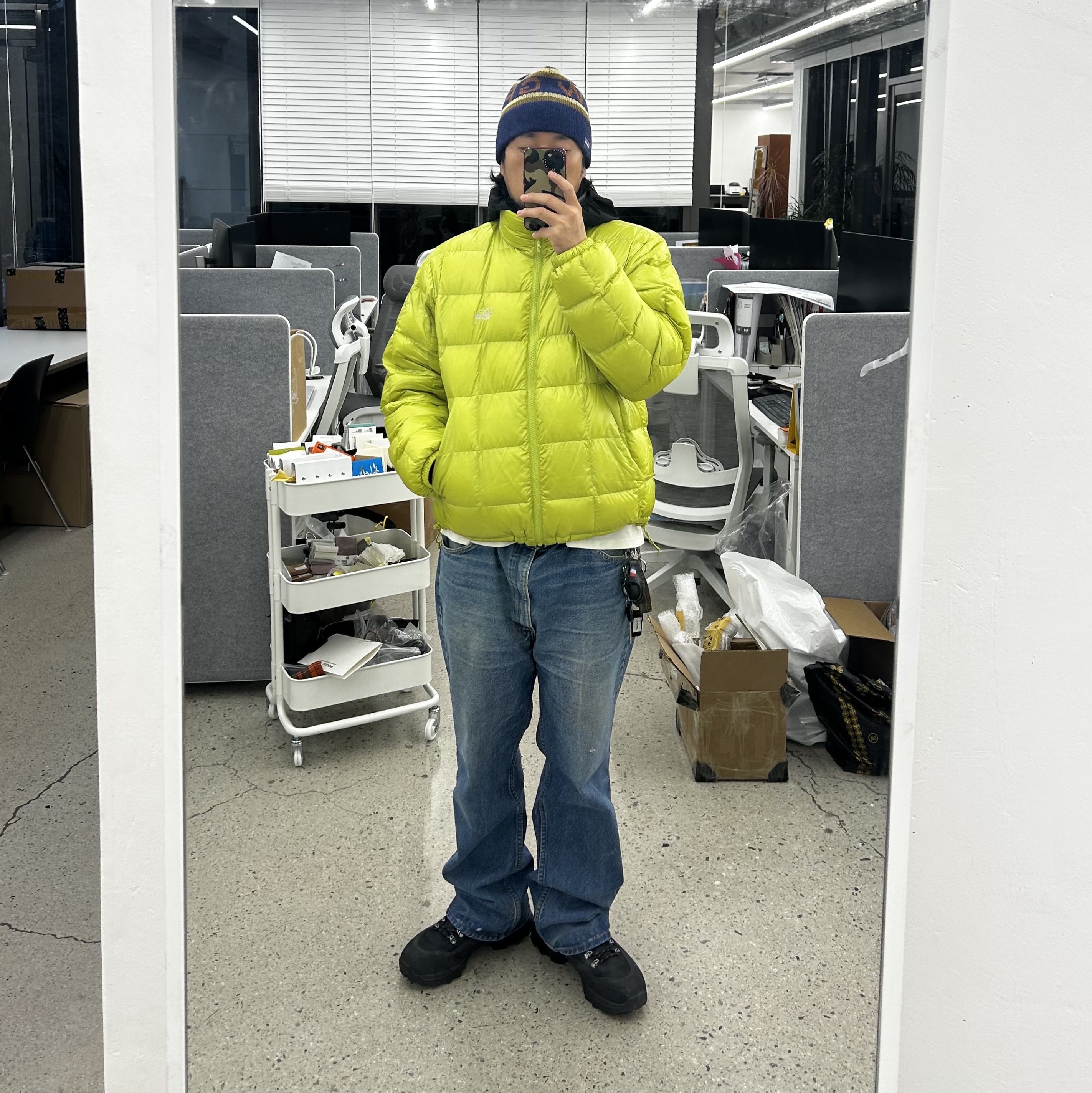 Stussy Midweight Puffer Lime, Roa Andreas Strap Boots Black 착용 스타일 - 2