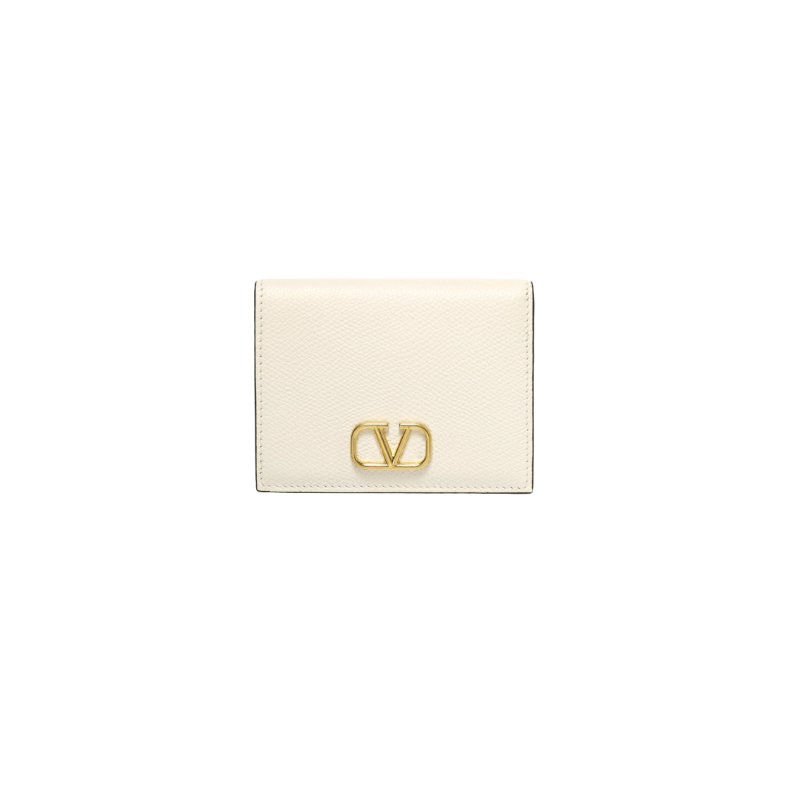 P0R39SNPI16 Valentino Compact Vlogo Signature Grainy Calfskin Wallet Light Ivory - 대표 이미지 #1