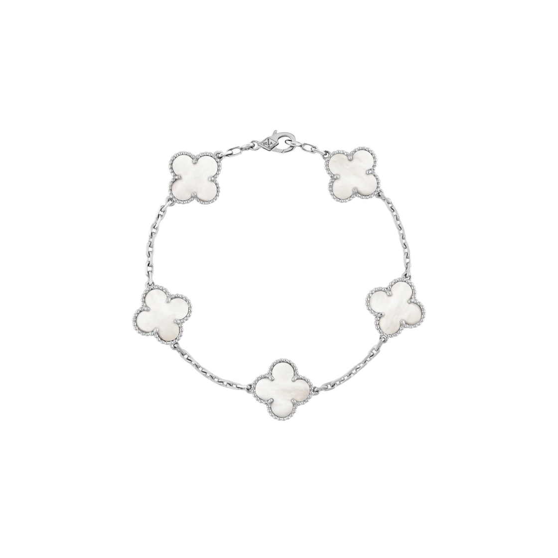 VCARF48400 (W) Van Cleef & Arpels Vintage Alhambra Bracelet 5 Motifs White Gold Mother of Pearl - 대표 이미지 #1