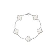 (W) Van Cleef & Arpels Vintage Alhambra Bracelet 5 Motifs White Gold Mother of Pearl