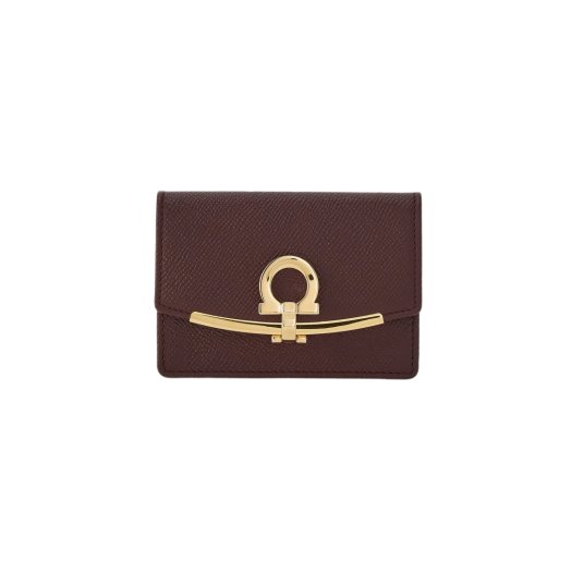Ferragamo Gancini Business Card Holder Brown Ganache