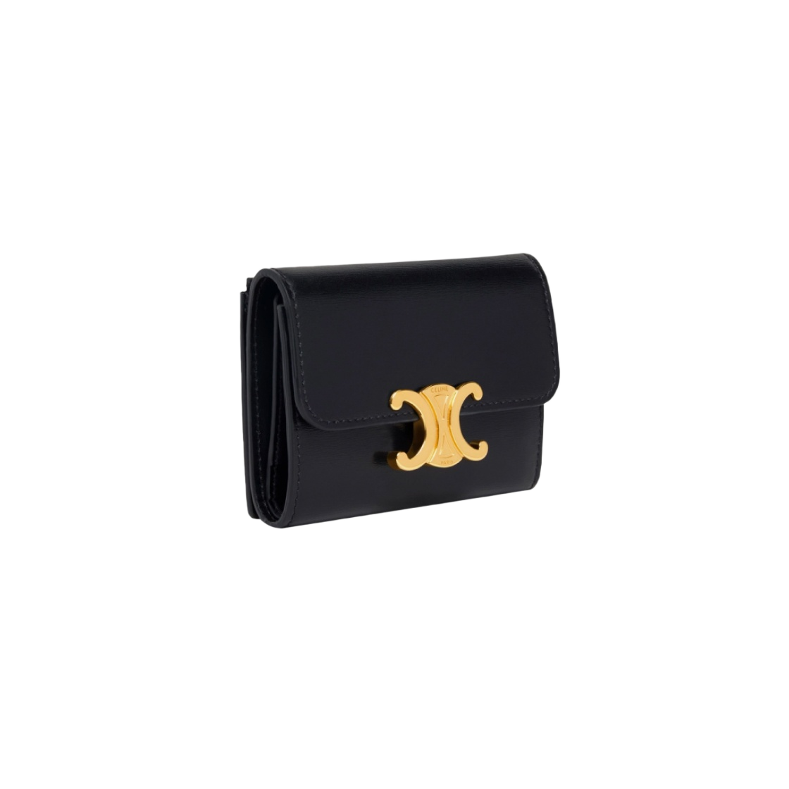 10I653DPV-38NO Celine Compact Wallet with Coin Triomphe in Shiny Calfskin Black - #2