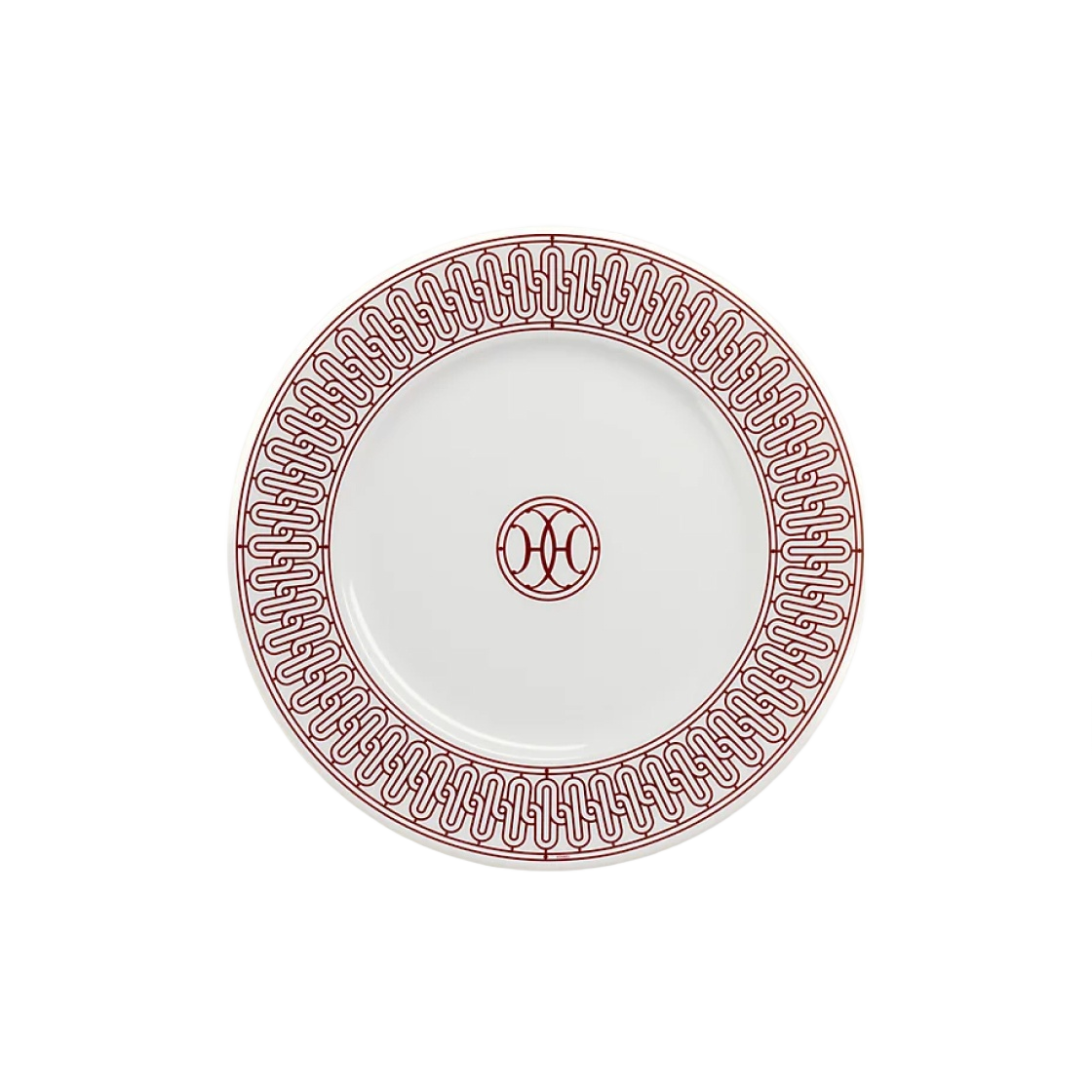 P041007P Hermes H Deco Rouge Dessert Plate n°1 (1 Plate)