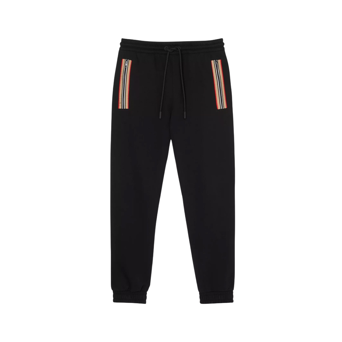 8033395 Burberry Icon Stripe Detail Cotton Jogging Pants Black - 대표 이미지 #1