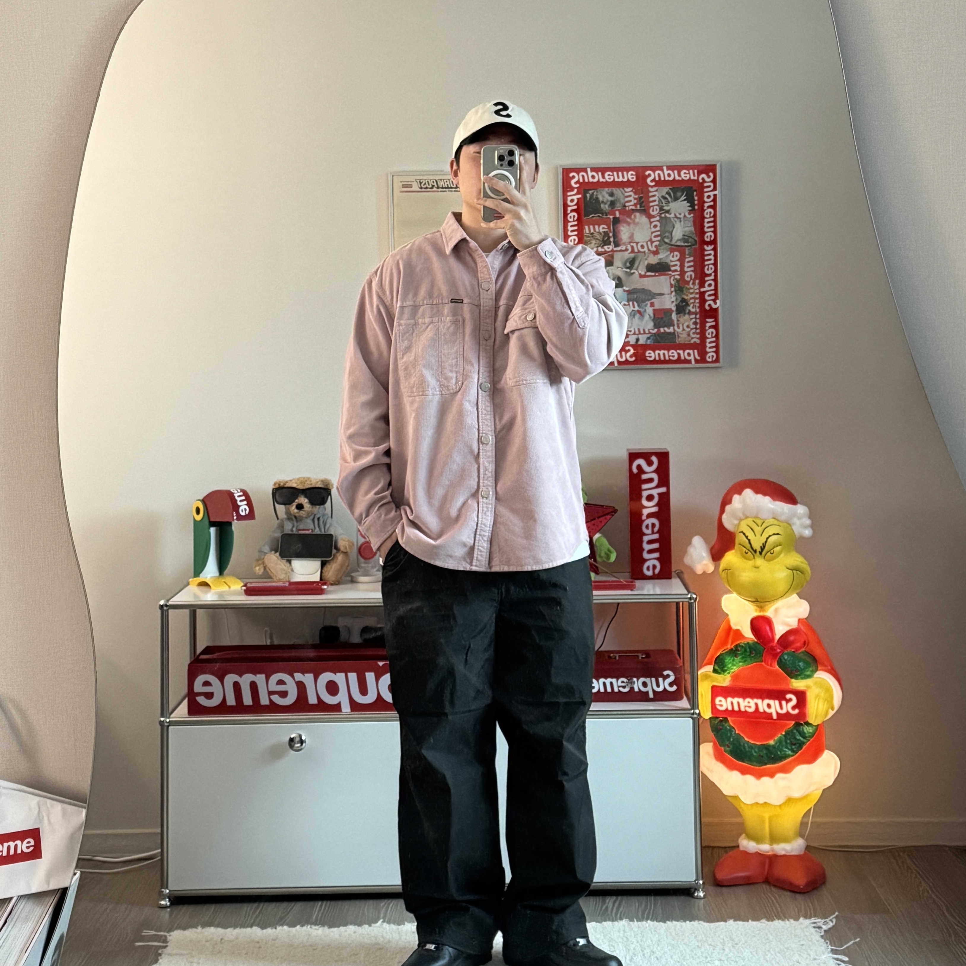 슈프림 워시드 코듀로이 셔츠 더스티 핑크 - 25SS 착용 스타일 - 1
