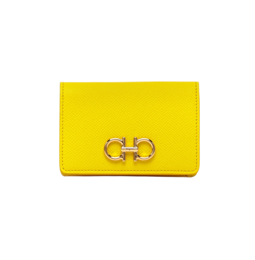 Ferragamo Gancini Credit Card Holder Yellow Cedar