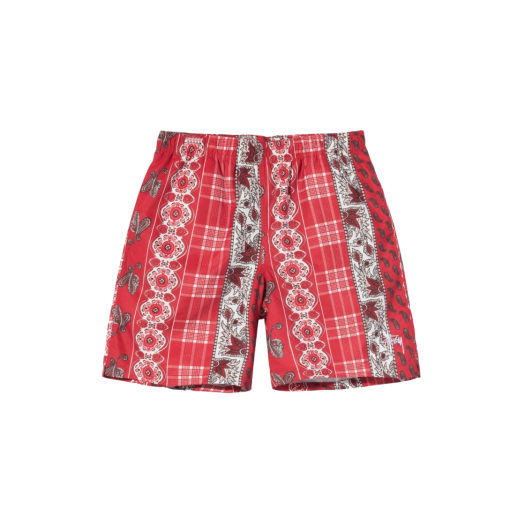 Stussy Paisley Plaid Water Shorts Red