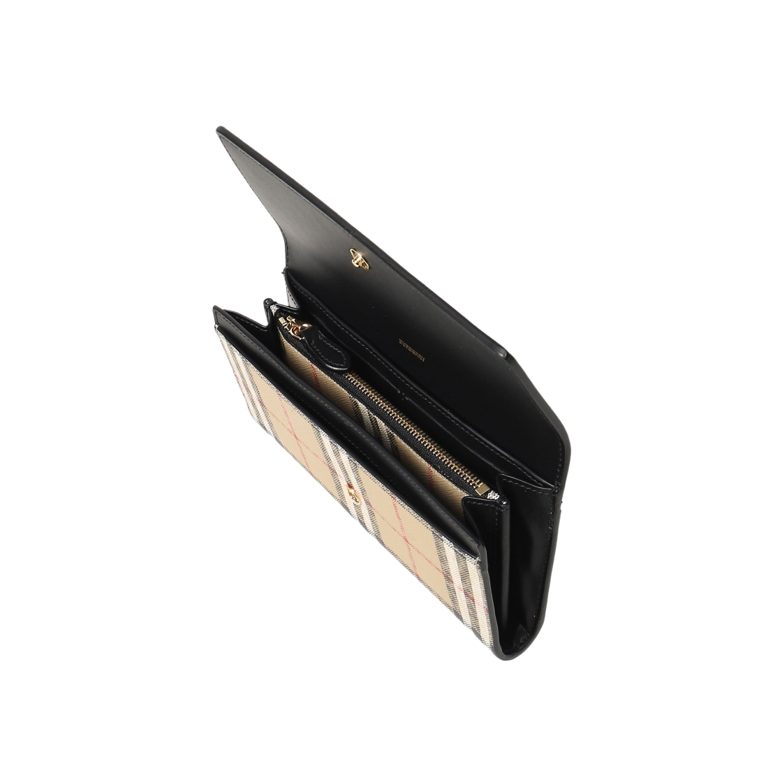 8057972 Burberry Vintage Check and Leather Continental Wallet Beige Black - #2