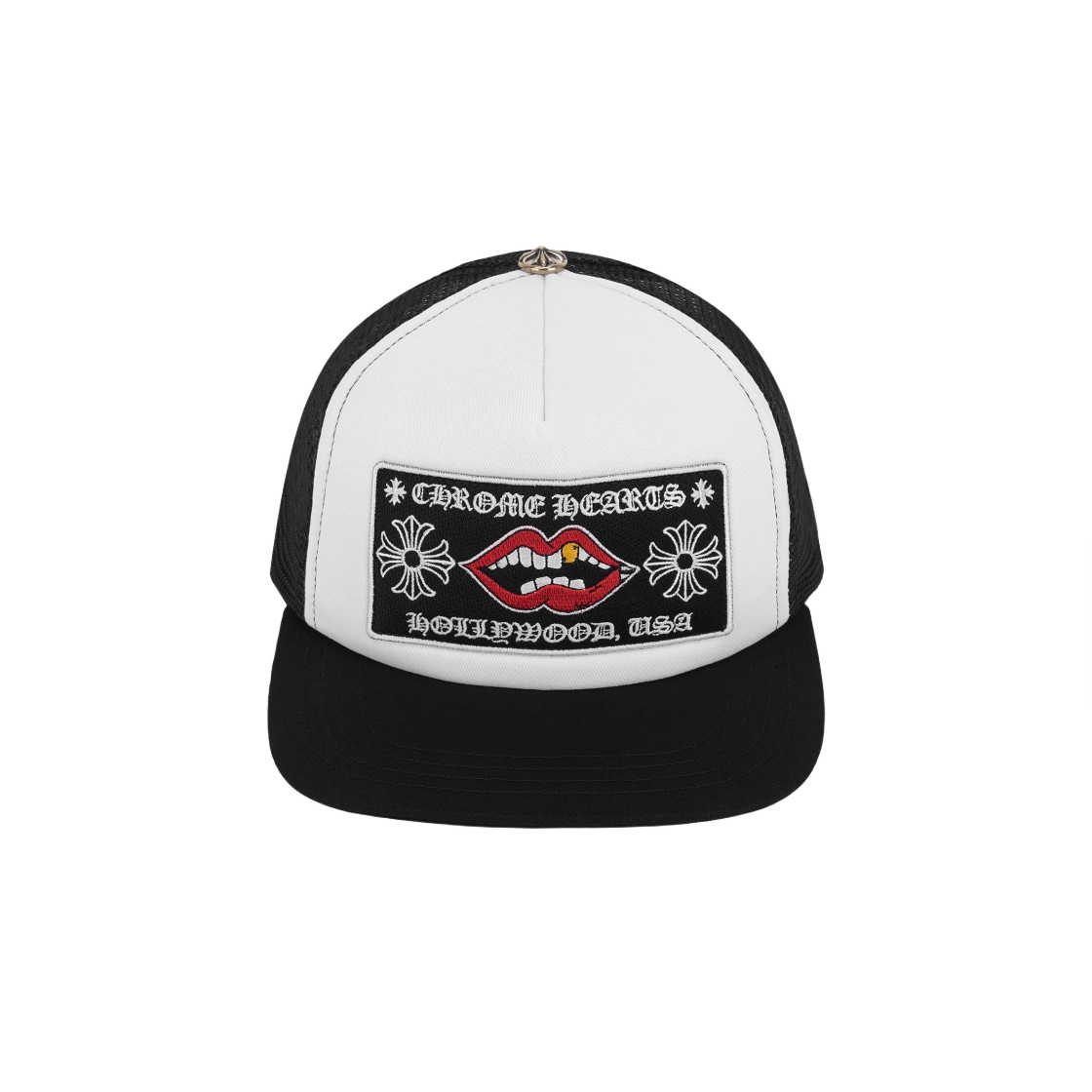 크롬하츠 참퍼 할리우드 트러커햇 블랙 화이트(Chrome Hearts Chomper Hollywood Trucker Hat Black White) - 2