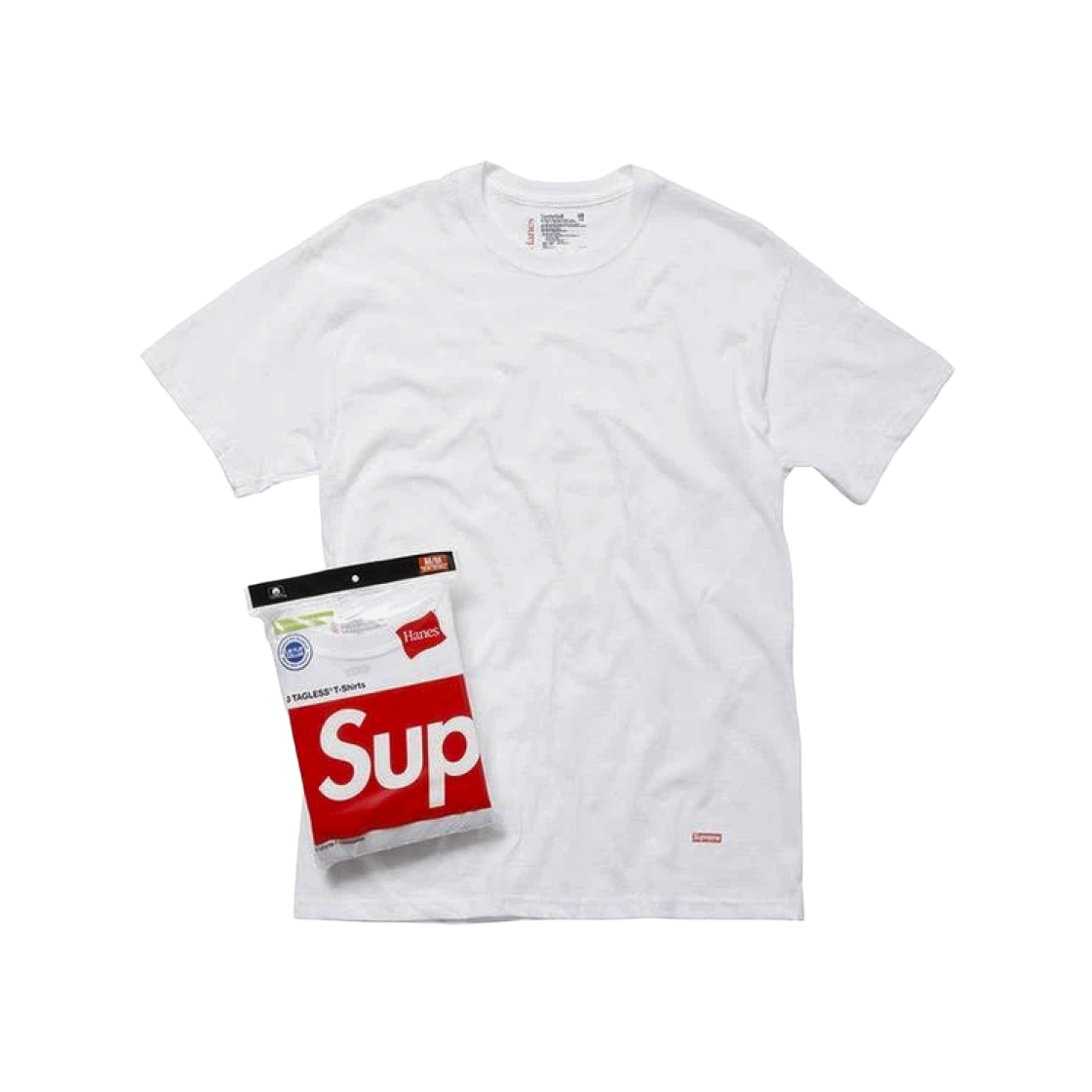 슈프림 헤인즈 태그리스 티셔츠 화이트 (3개입)(Supreme Hanes Tagless T-Shirt White (3 Pack))