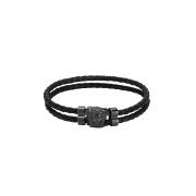 Versace Medusa Braided Leather Bracelet Black