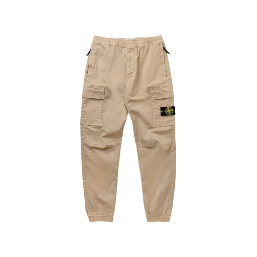 Stone Island 31314 Stretch Cotton Wool Satin Cargo Pants Beige - 22FW