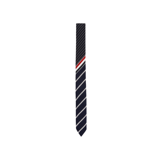 Thom Browne Wool Funmix Pinstripe Uniform Twill Diagonal Stripe Classic Tie Navy