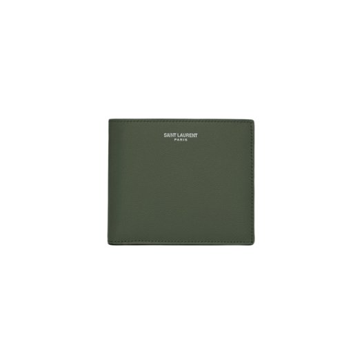 Saint Laurent East/West Wallet in Grain de Poudre Embossed Leather Vert Fonce