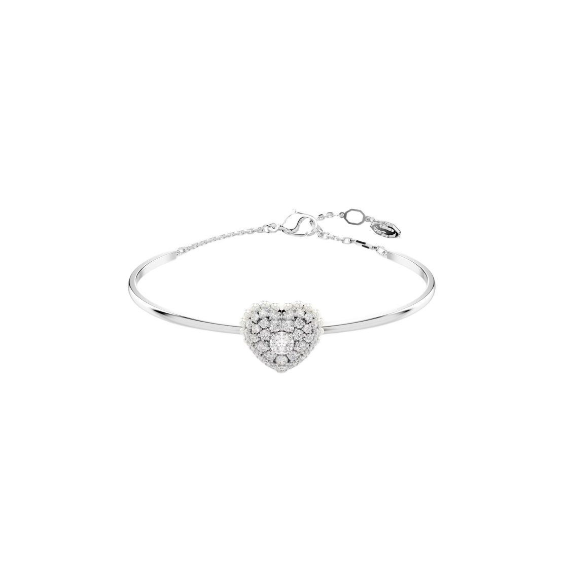 (W) 스와로브스키 하이퍼볼라 뱅글 하트 화이트 로듐 플래팅 | Swarovski | KREAM