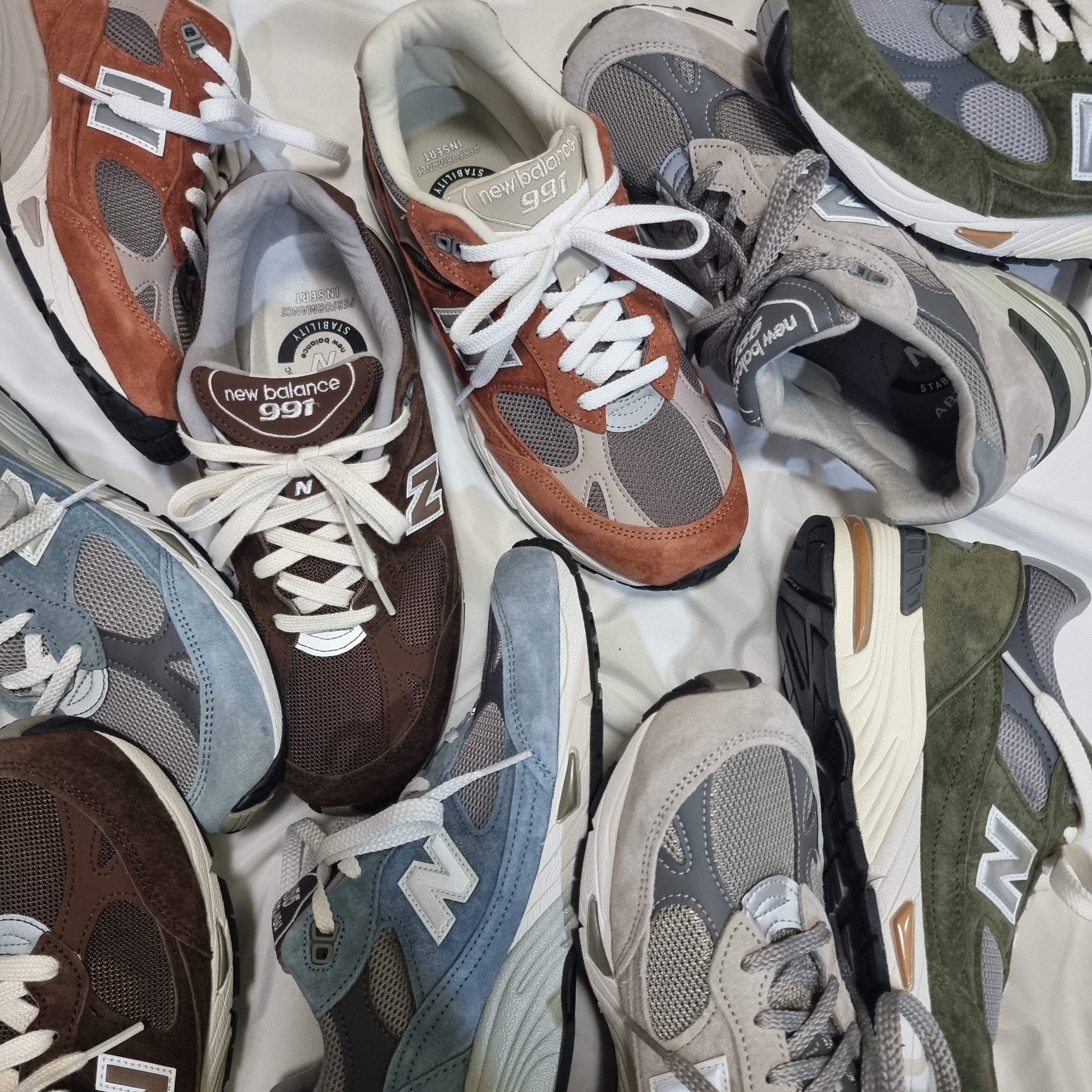 New Balance 991 Made in UK Grey, New Balance 991 Made in UK Mocha Brown 착용 스타일