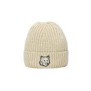Maison Kitsune Bold Fox Patch Ribbed Beanie Paper