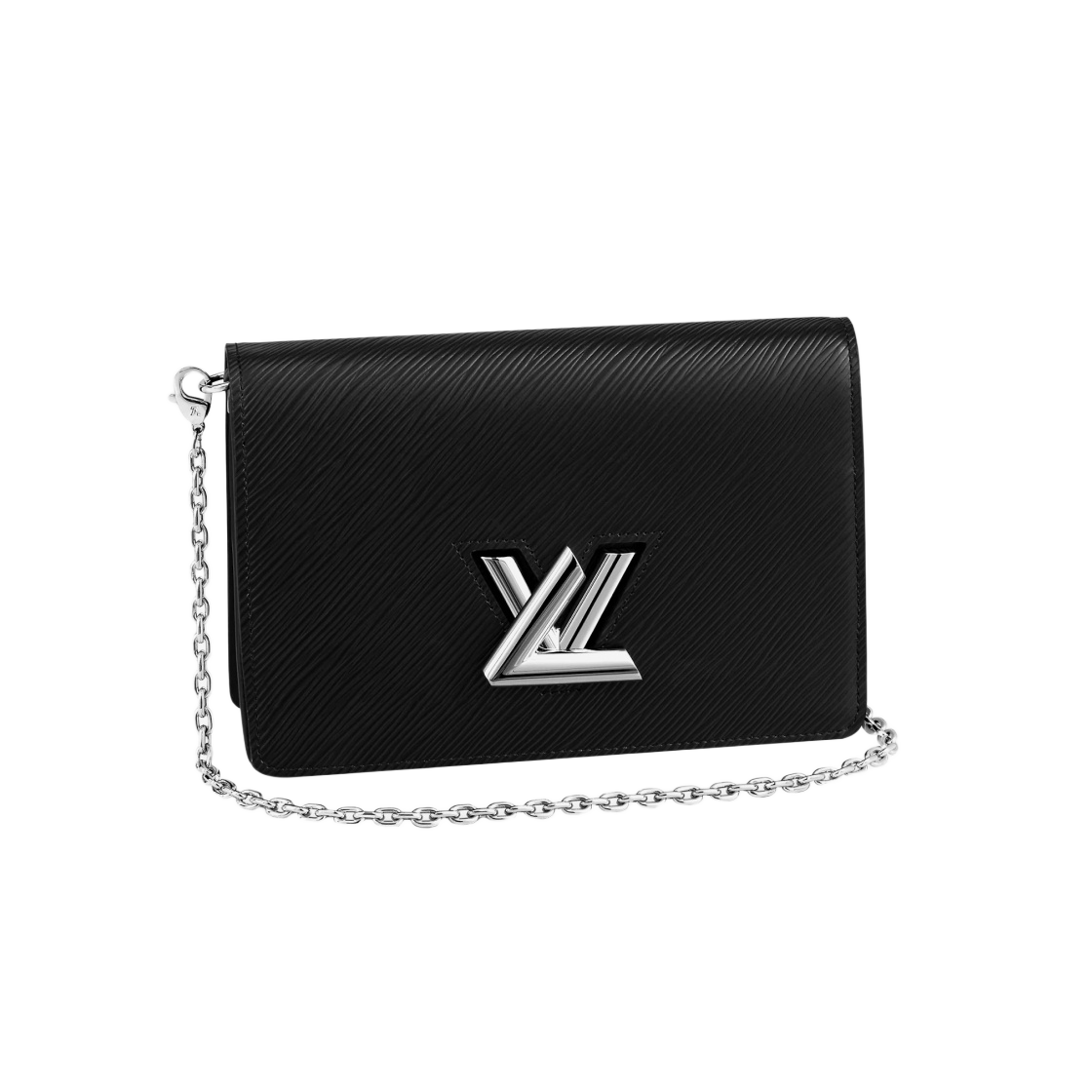 M68560 Louis Vuitton Twist Belt Chain Wallet Epi Black Silver - 대표 이미지 #1