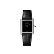 Cartier Tank Must Watch Large Quartz Steel Alligator Skin Black
