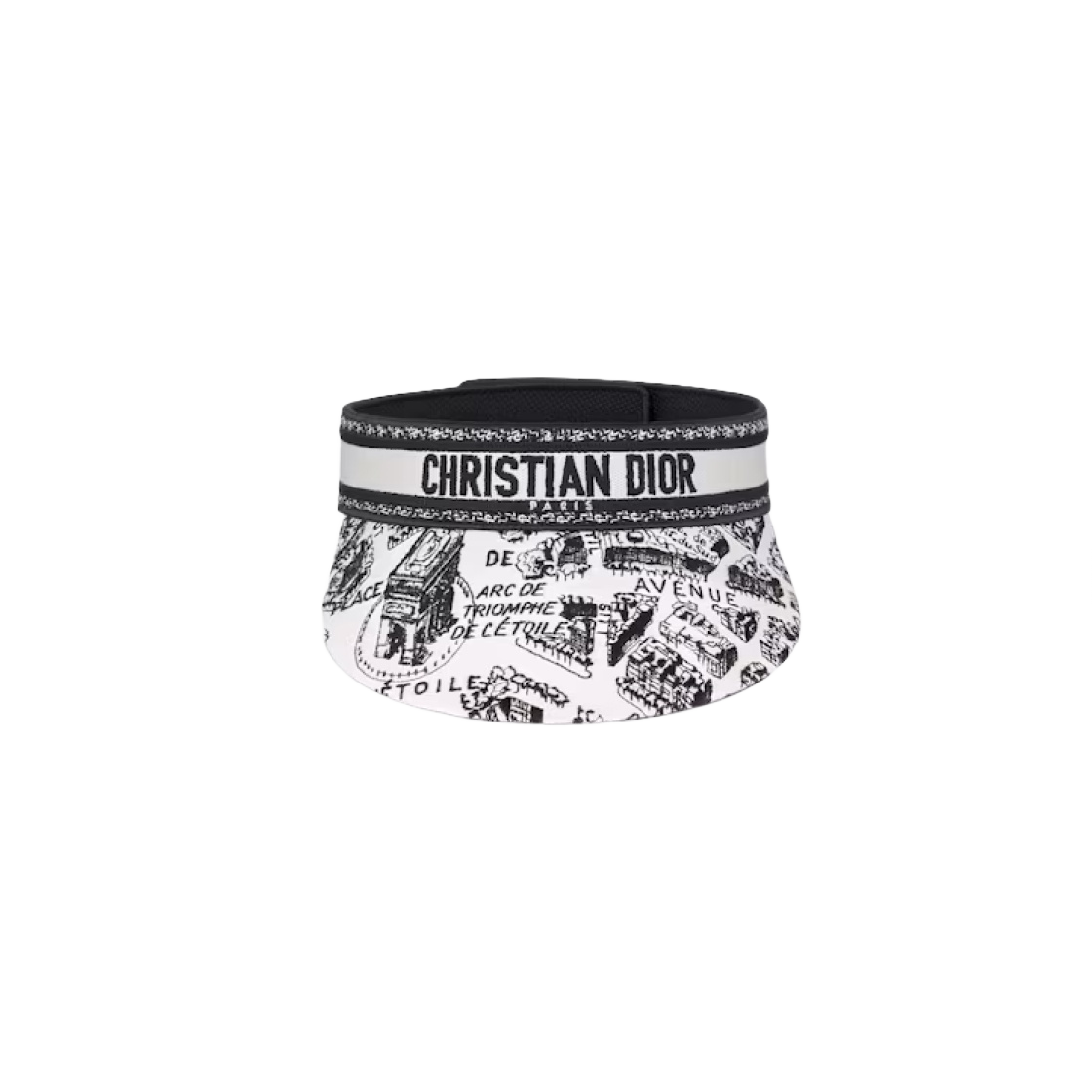 (W) 디올 D 스매시 플랜 드 파리 바이저 자수 화이트 블랙((W) Dior D-Smash Plan De Paris Visor Embroidery White Black) - 2