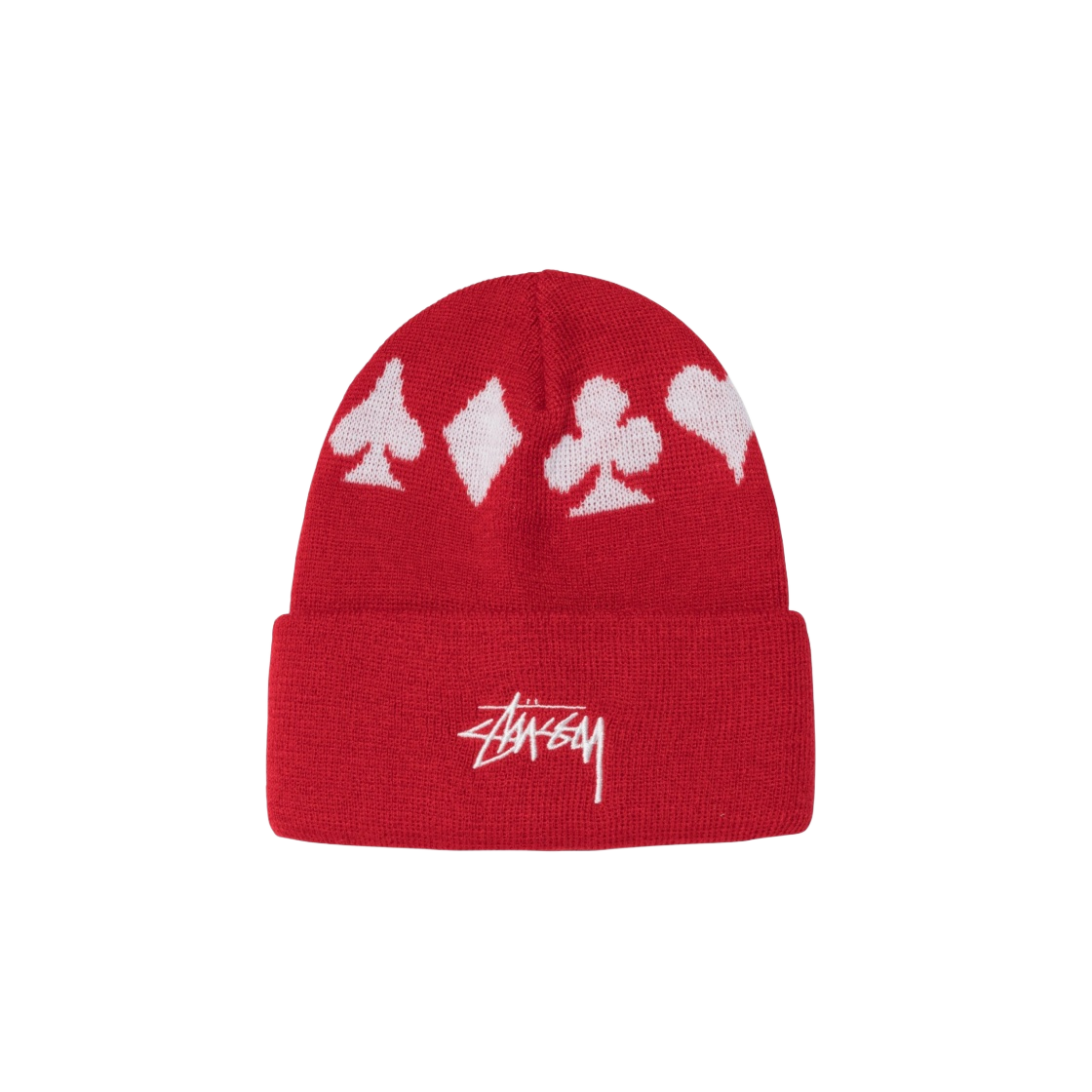 스투시 풀 수트 자카드 커프 비니 레드(Stussy Full Suit Jacquard Cuff Beanie Red) - 1