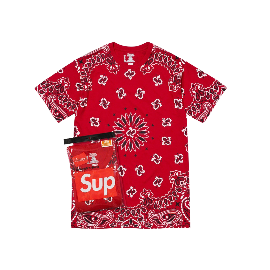 슈프림 헤인즈 반다나 태그리스 티셔츠 레드 (2개입)(Supreme Hanes Bandana Tagless T-Shirt Red (2 Pack))