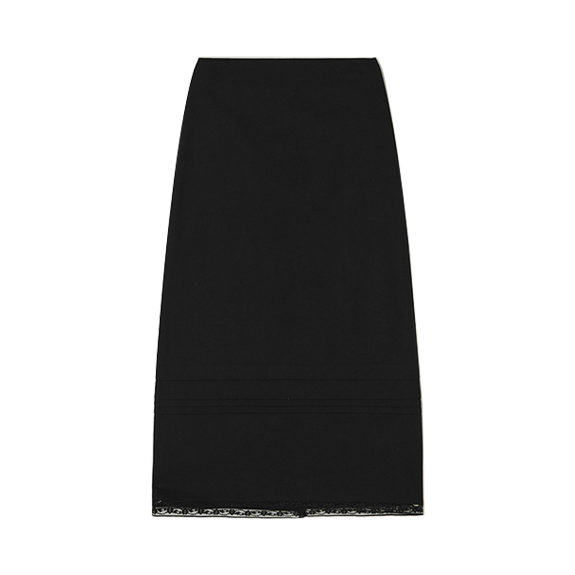 비뮤즈맨션 핀턱 레이스 H라인 스커트 블랙(BEMUSE MANSION Pintuck lace H-line skirt Black)