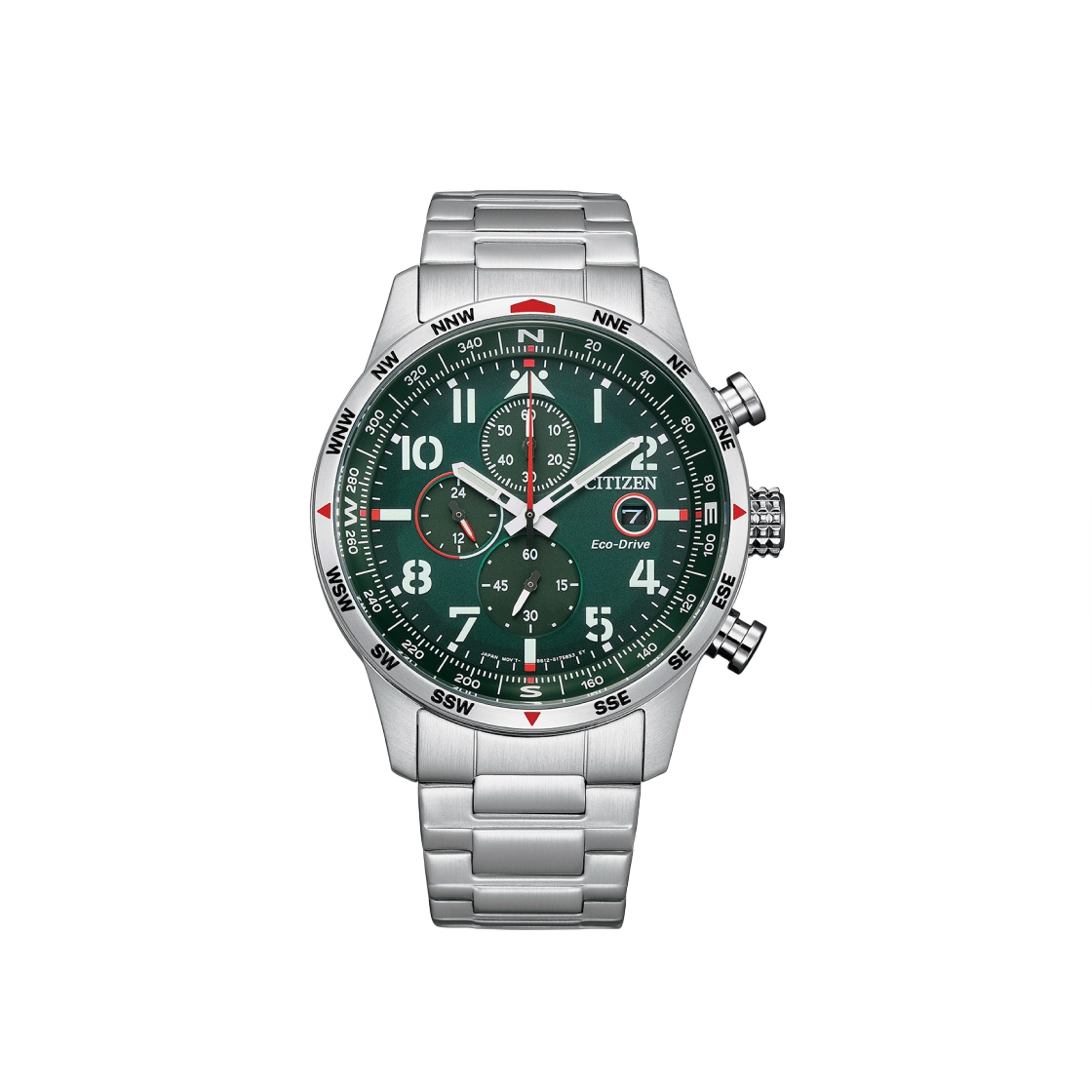 시티즌 크로노그래프 에코드라이브 43mm 스테인리스 스틸 그린 실버(Citizen Chronograph Eco-Drive 43mm Stainless Steel Green Silver) - 1