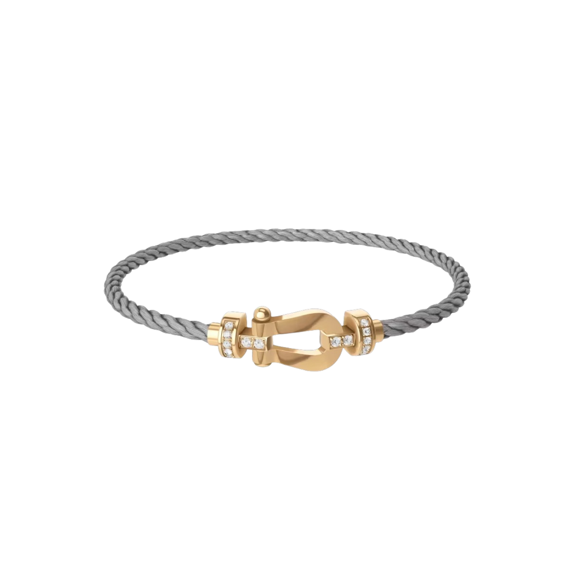 프레드 포스텐 스틸 케이블 브레이슬릿 미디움 하프 파베 다이아몬드 18K 옐로우 골드(Fred Force 10 Steel Cable Bracelet Medium Half Paved Diamonds 18K Yellow Gold)