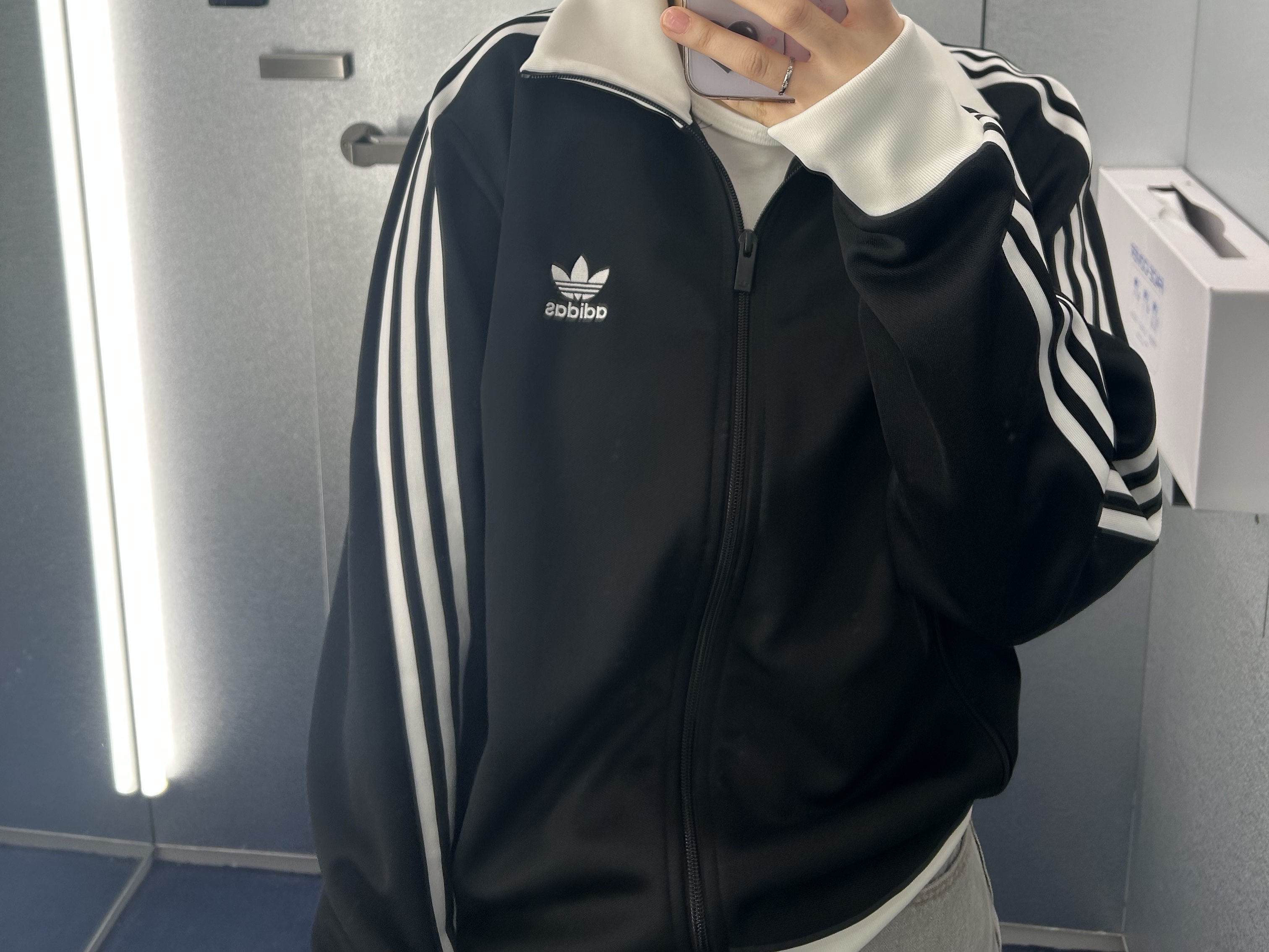 Adidas Waffle Beckenbauer Track Top Black - KR Sizing 착용 스타일