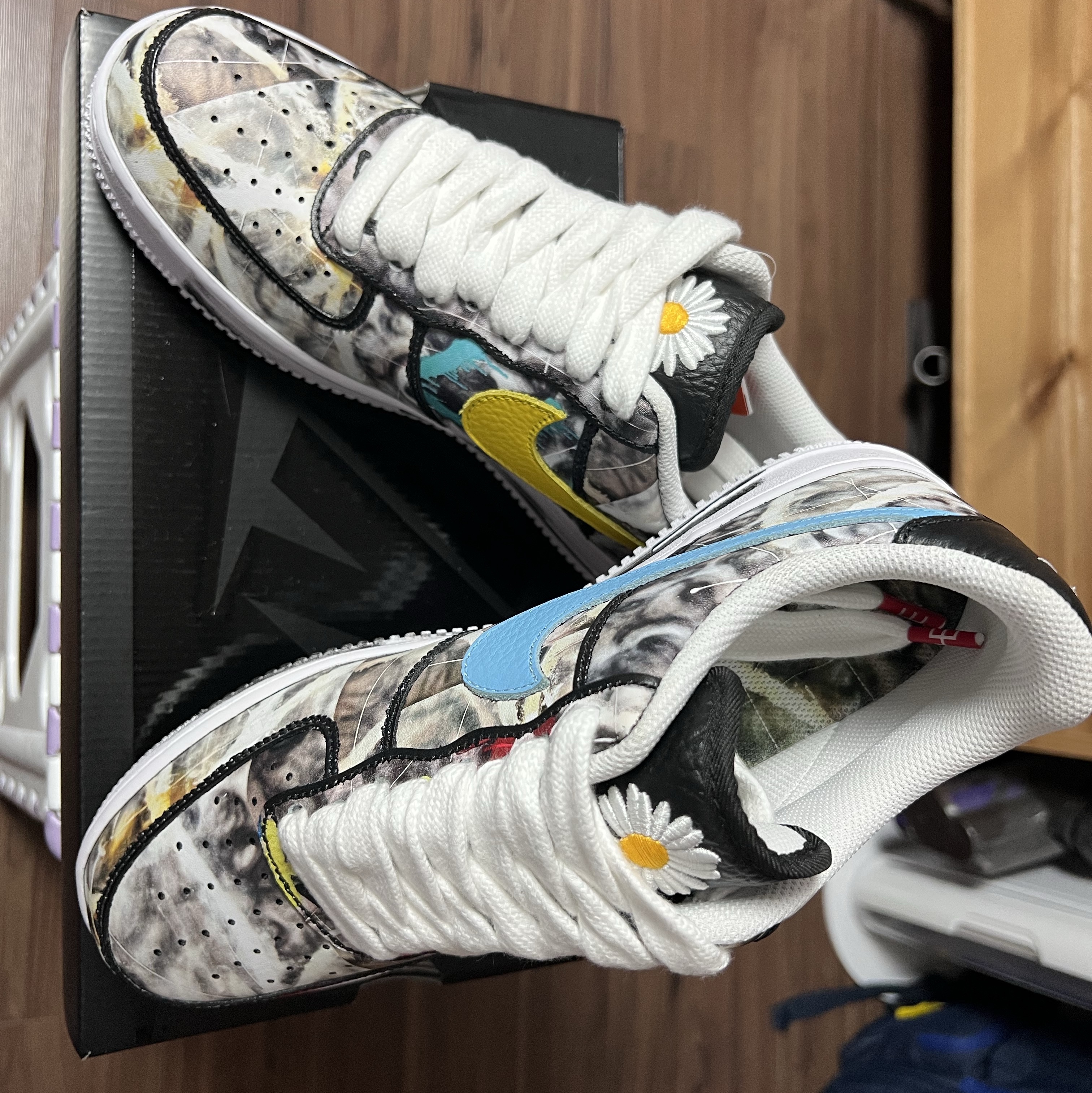 Nike x Peaceminusone Air Force 1 Low Para-Noise 3.0 Black and Multicolor 착용 스타일