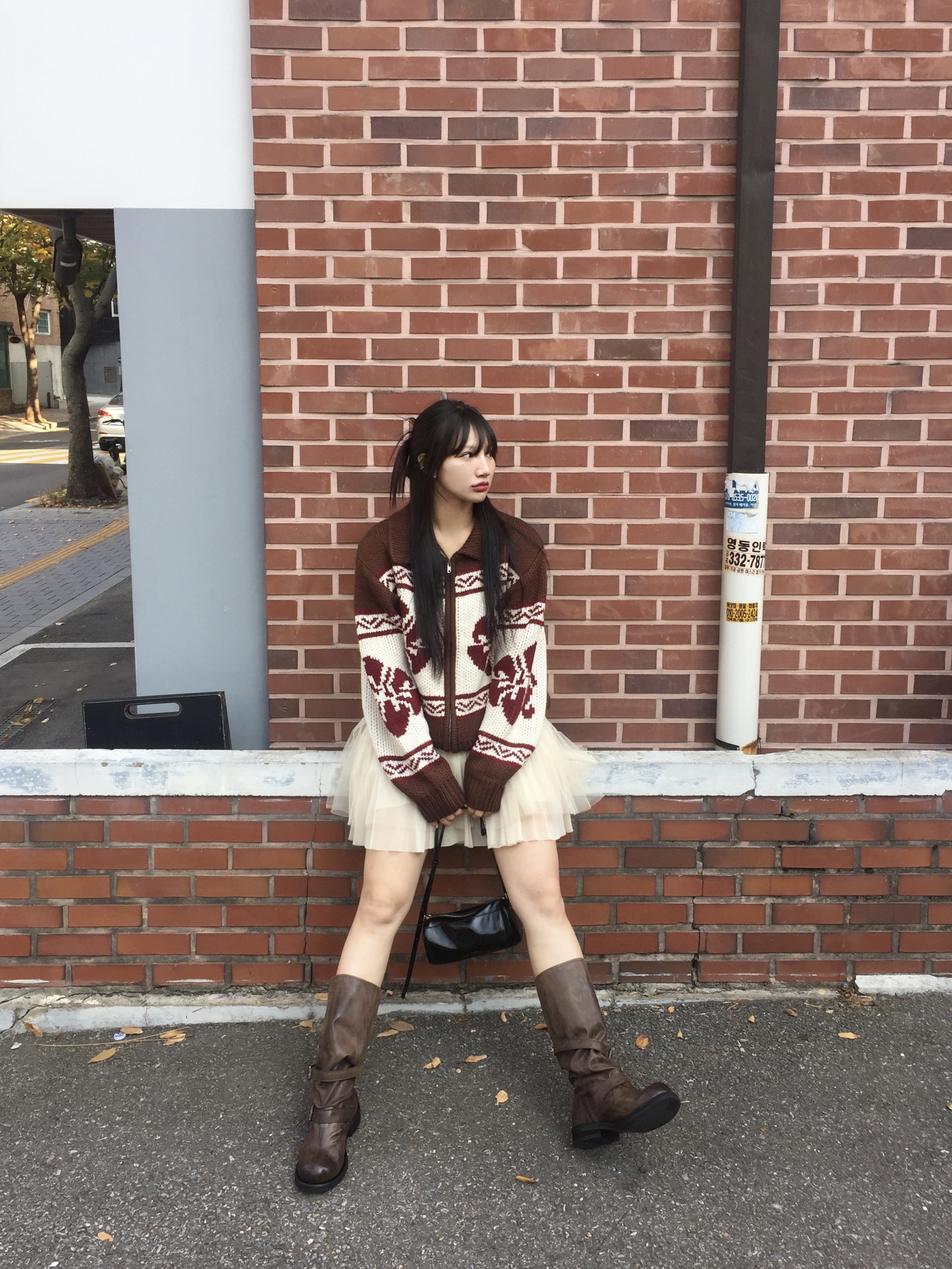 [6% 적립] NegativeThree  Slouchy Long Boots Washed Brown 착용 스타일