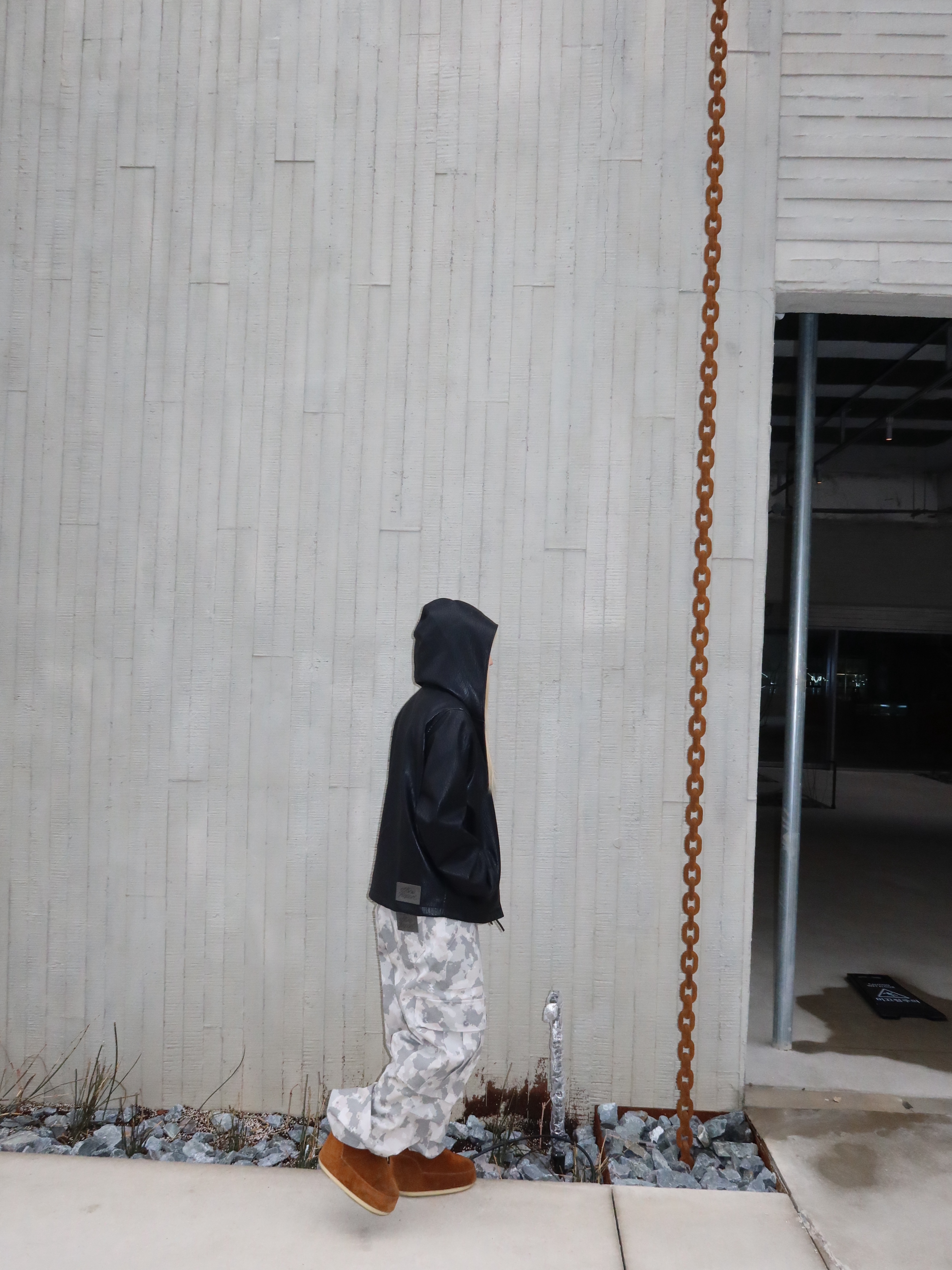 Hono Report Big Pocket Cargo Pants Snow Camo, Hono Report Hooded Zip-Up Black 착용 스타일 - 1