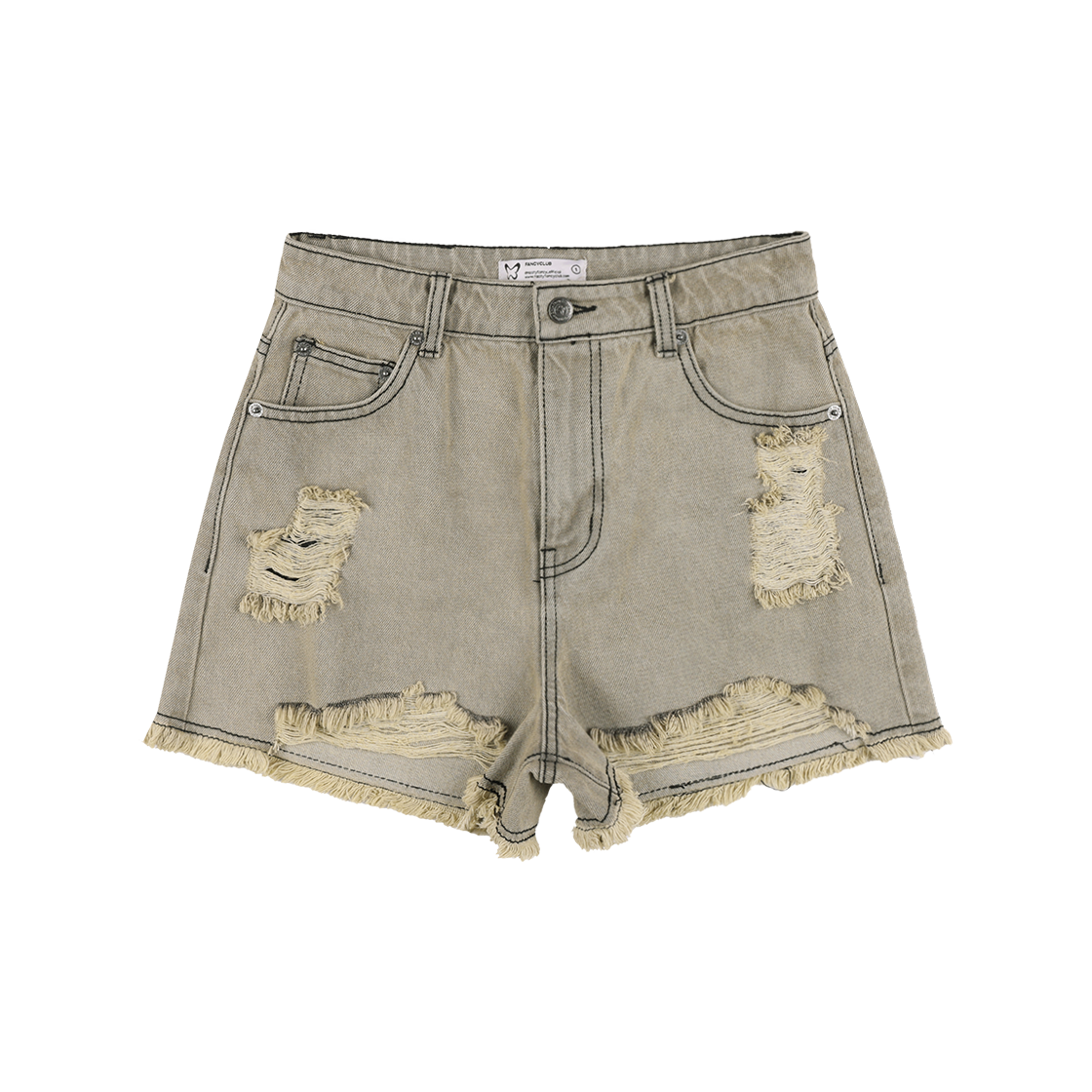 팬시클럽 빈티지 데님 숏 팬츠 샌드브라운