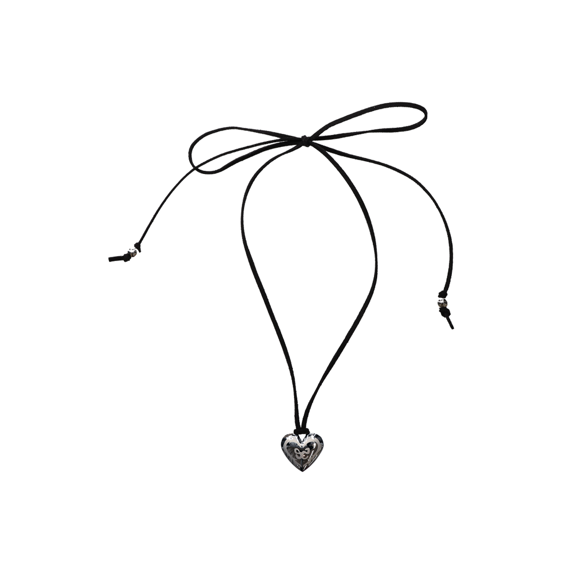 아쎄이 하트 앤 러브 목걸이 스웨이드 블랙(Assay Heart And Love Necklace Suede Black)