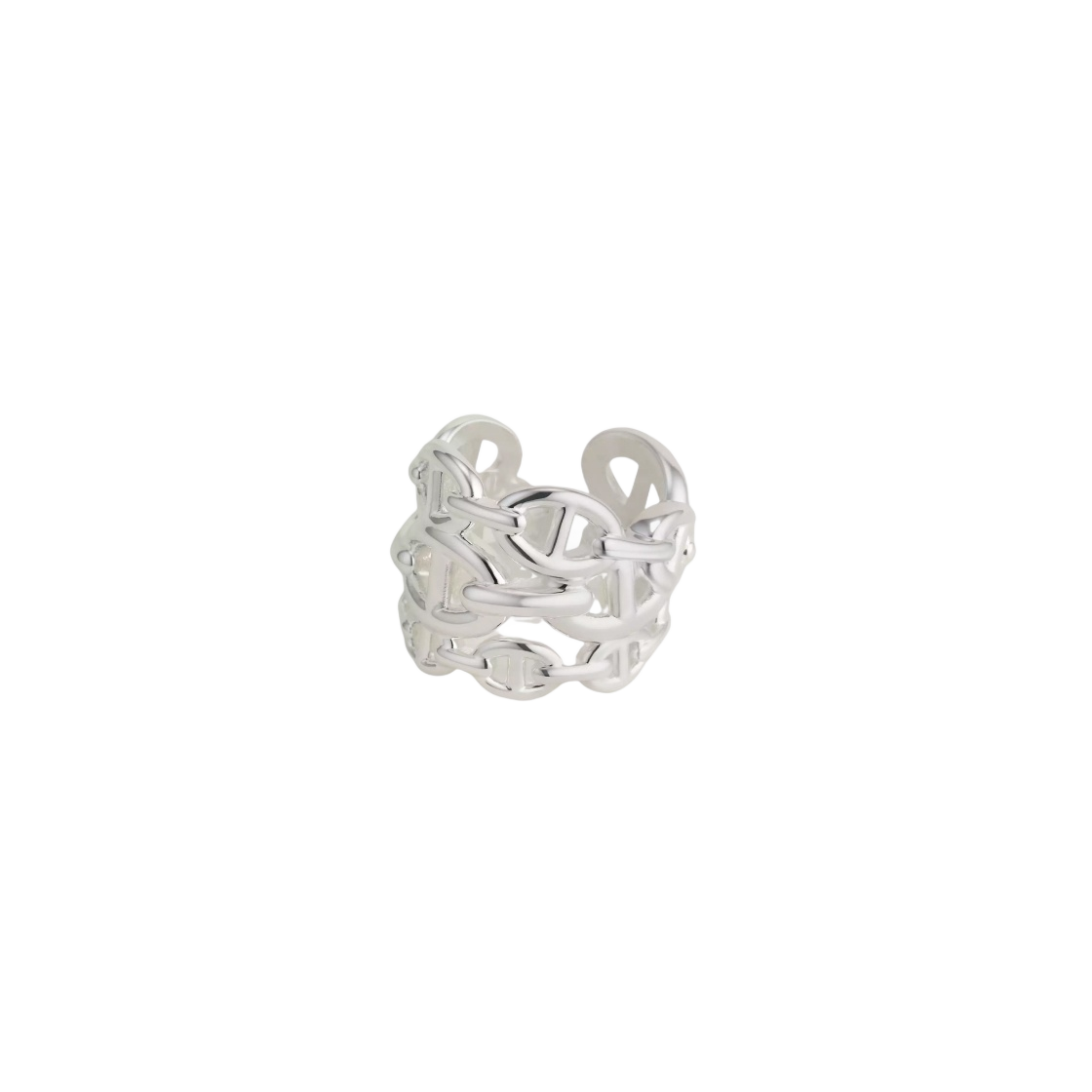 (W) Hermes Large Chaine D'Ancre Enchainee Ring Sterling Silver