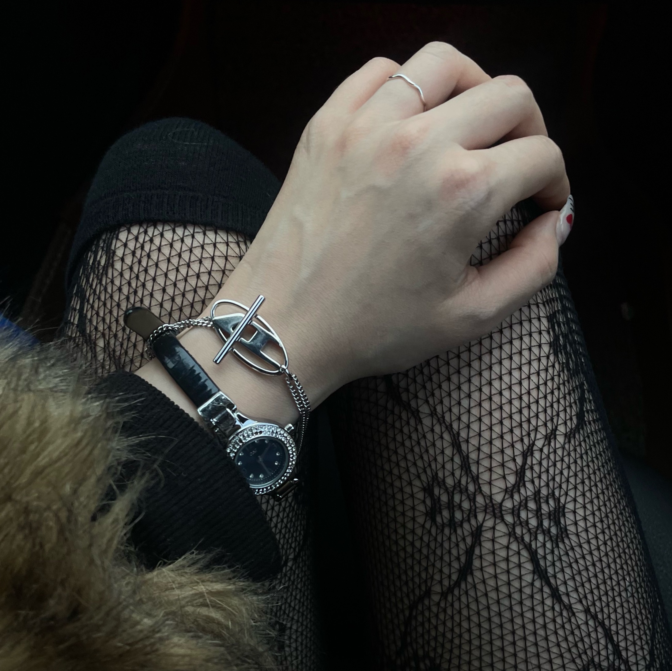 Diesel Dx1535 Stainless Steel Bracelet Silver 착용 스타일