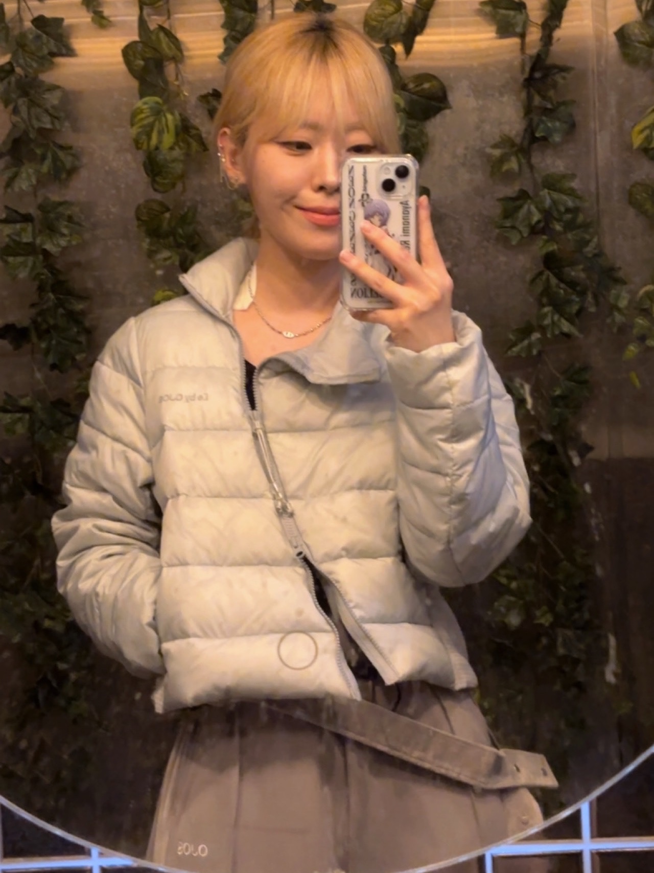 오호스 벨트 와이드 스웻 팬츠 그레이, 오호스 아이 플루이드 플리스 팬츠 01 라이트 그레이 착용 스타일 - 2