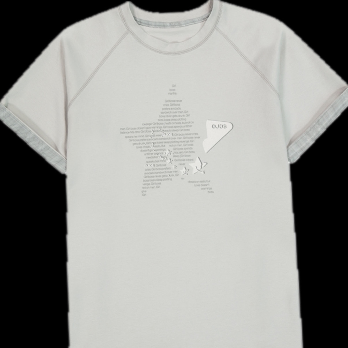 OJOS Double Sleeves Raglan T-shirt Khaki 착용 스타일