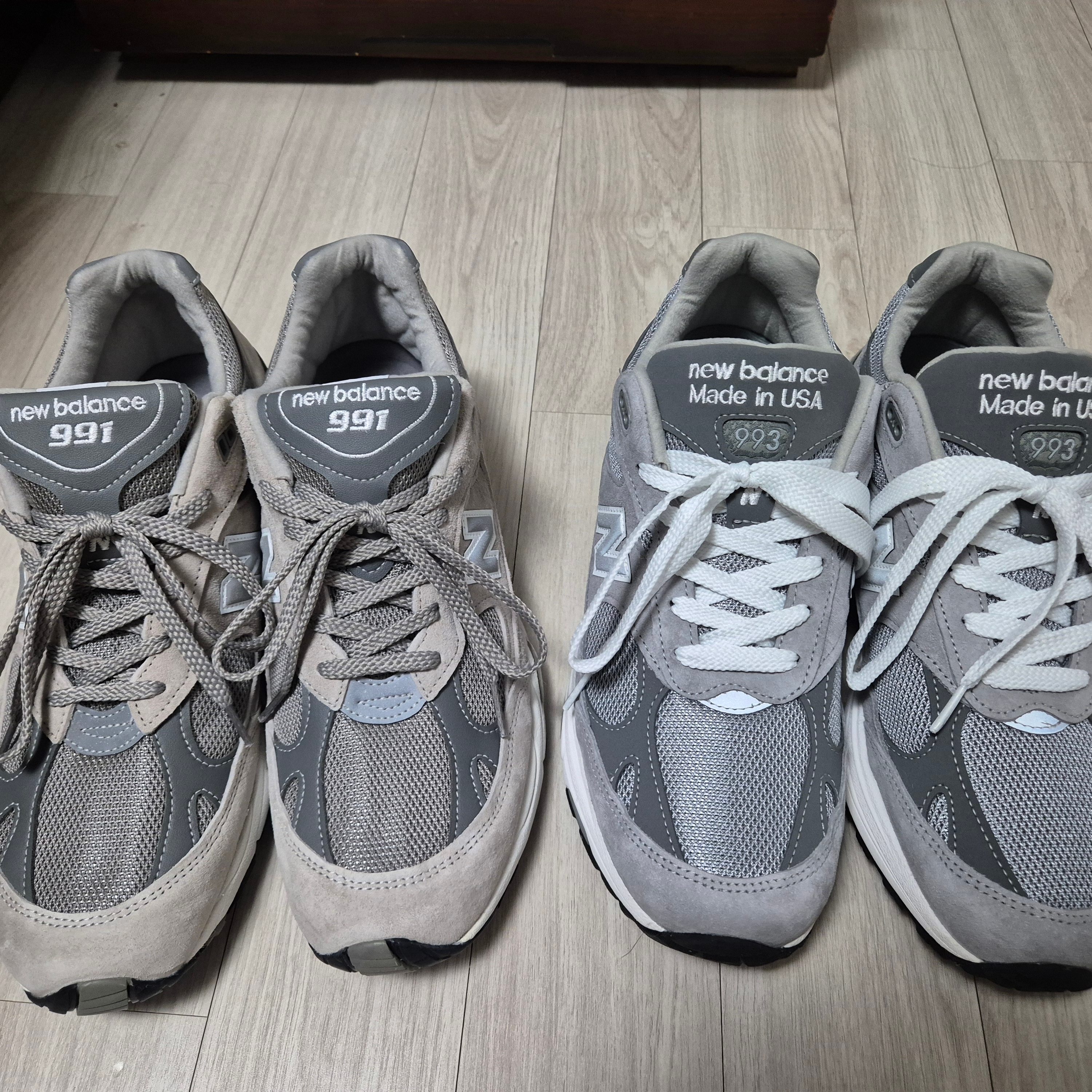 New Balance 991 Made in UK Grey, New Balance 993 Made in USA Grey - D Standard 착용 스타일